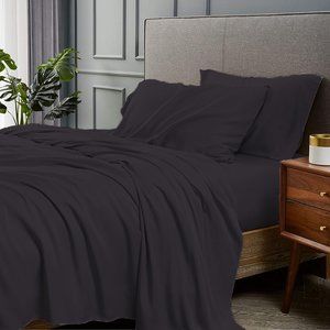 CAL KING - DARK GREY - 4 Piece Bamboo Bed Sheet Set